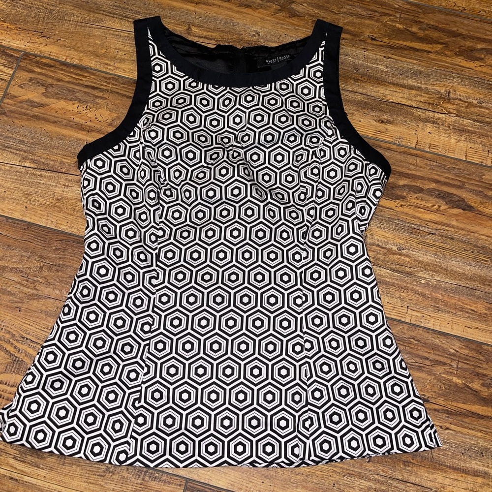 White House Black Market sleeveless peplum blouse with exposed zipper